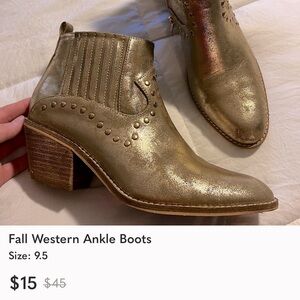 Gold Western Ankle Boots